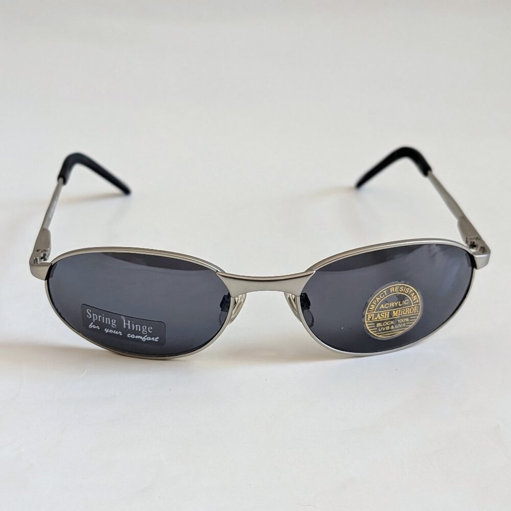 NWT Vintage 90's Mid Rectangle Metal Sport Sunglasses (S.Silver)